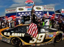 Ryan Newman celebrates his second win at Stewart-Haas Racing and second victory of the weekend at New Hampshire Motor Speedway on Sunday in Loudon, N.H. Credit: Chris Trotman/Getty Images